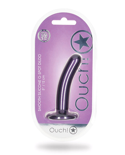 Shots Ouch Consolador con punto G morado metálico de 5" Product Image.