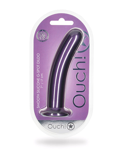 Fascinante consolador liso con punto G de 7 pulgadas, color morado metálico, de Shots Ouch Product Image.