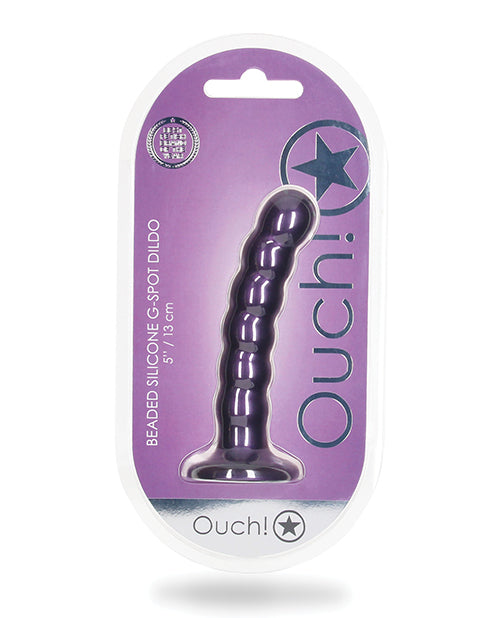 Shots Ouch 5" Beaded G-spot Dildo - Metallic Purple Product Image.