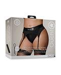 Shots Ouch Vibrating Strap-On Thong with Adjustable Garters - Black XL/XXL