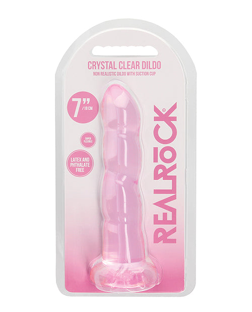 Shots RealRock Crystal Clear 7" Pink Dildo - featured product image.