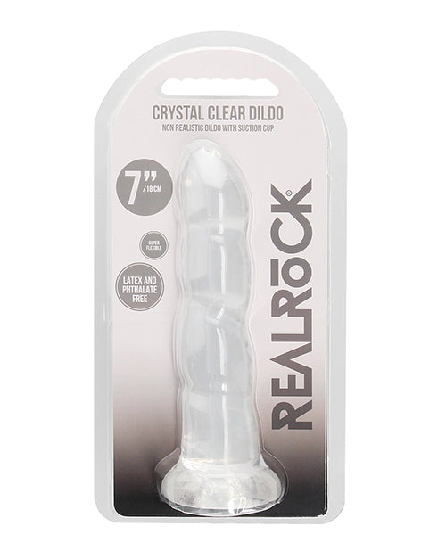 RealRock Crystal Clear 7" Rippled Dildo - Transparent - featured product image.