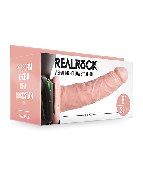 Realrock 8" Vibrating Hollow Strap-On in Flesh - featured product image.