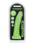 Enchanting Neon Green Glow-in-the-Dark Slim Dildo - RealRock 7"