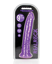 Neon Blue Glow-In-The-Dark Realrock Slim Dildo Product Image.