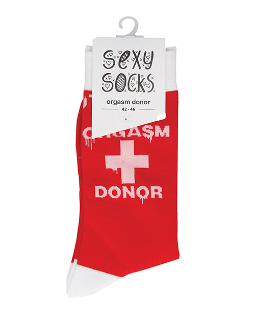 Shots Sexy Socks Orgasm Donor - Male: Bold & Playful Statement Socks - featured product image.