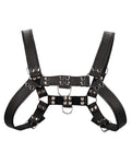 Shots Uomo Luxury Black Leather Chest Bulldog Harness - L/XL