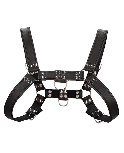 Shots Uomo Luxury Black Leather Chest Bulldog Harness - L/XL - featured product image.