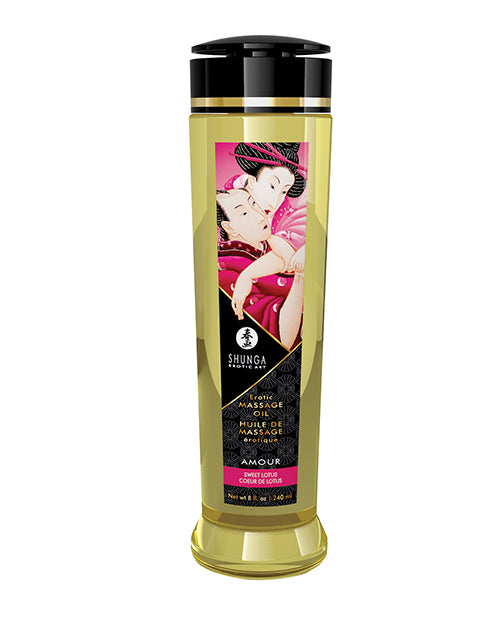 Shunga Sweet Lotus Massage Oil - Luxurious 8 oz Blend Product Image.