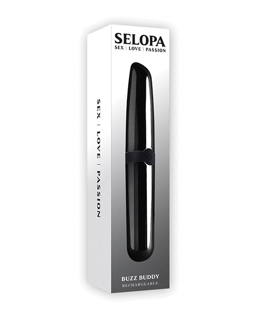 Selopa Buzz Buddy: 10-Speed Black Chrome Vibrating Bullet Product Image.