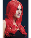 Smiffy Neon Red Khloe Wig - Heat-Resistant & Adjustable