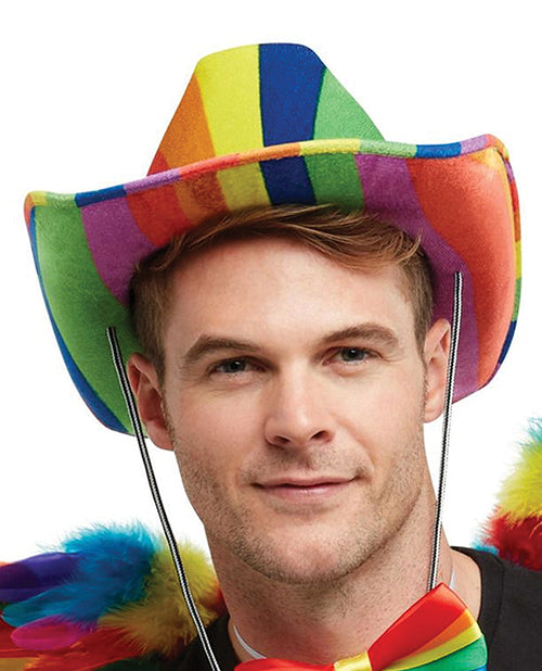 Sombrero vaquero de ante arcoíris de Smiffys Product Image.