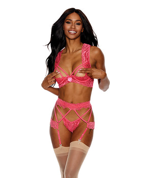 Coral Lace Peek-A-Boo Lingerie Set - Featured Product Image