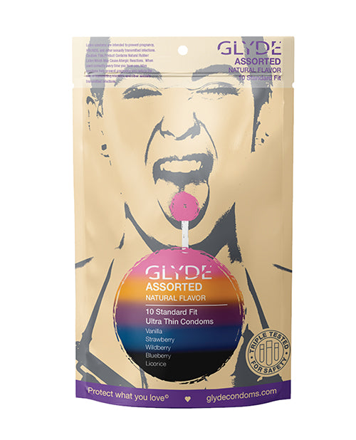 Muestra de condones de sabores orgánicos GLYDE ULTRA - Paquete de 10 Product Image.