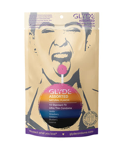 GLYDE ULTRA Organic Flavors Condom Sampler - Pack of 10