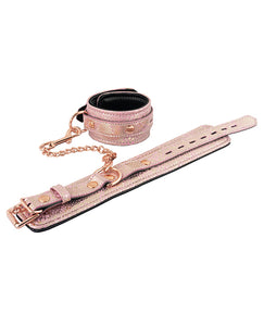 Pink Snakeskin Micro Fiber Leather Wrist Restraints - Luxurious, Comfortable, Durable