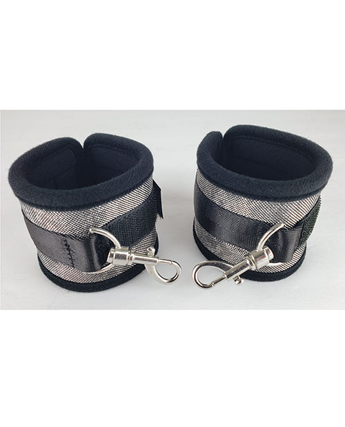 Spartacus Silver Neoprene Adjustable Wrist Restraints Product Image.