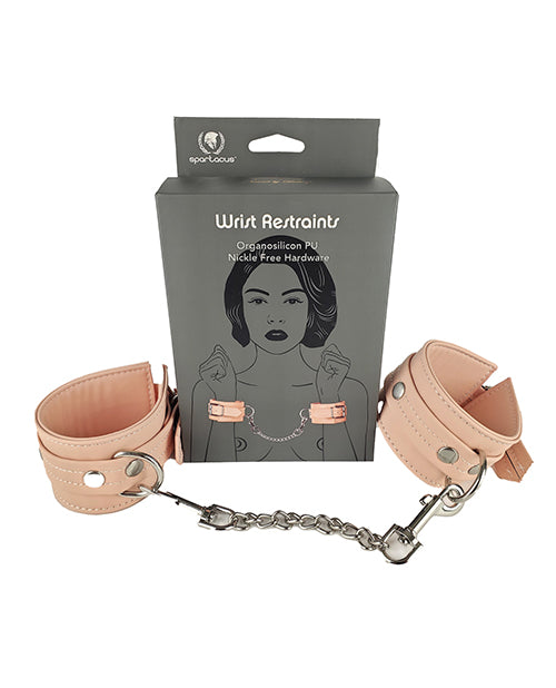 Spartacus Vegan Organsilicone PU Wrist Restraints: Elegance in Submission Product Image.