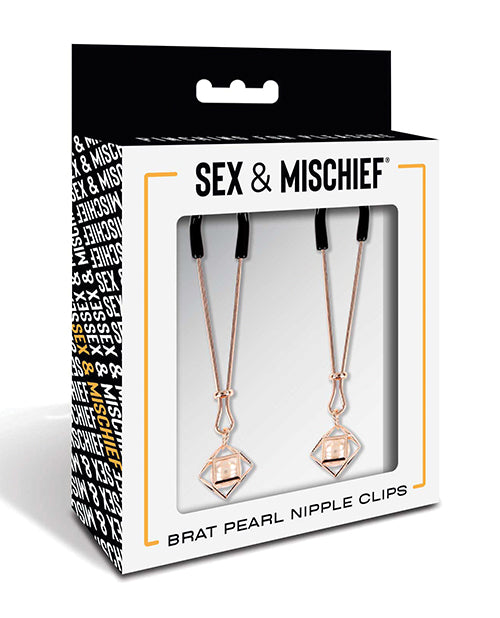 Sensory Elegance Rose Gold Nipple Clips with Faux Pearls - featured product image.
