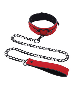 Amor Collar and Leash: Red Vegan Leather Intimate Accessory Set