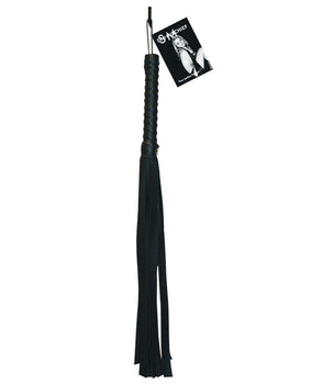 Flogger de cuero sintético negro elegante: placer sensorial esencial - Featured Product Image