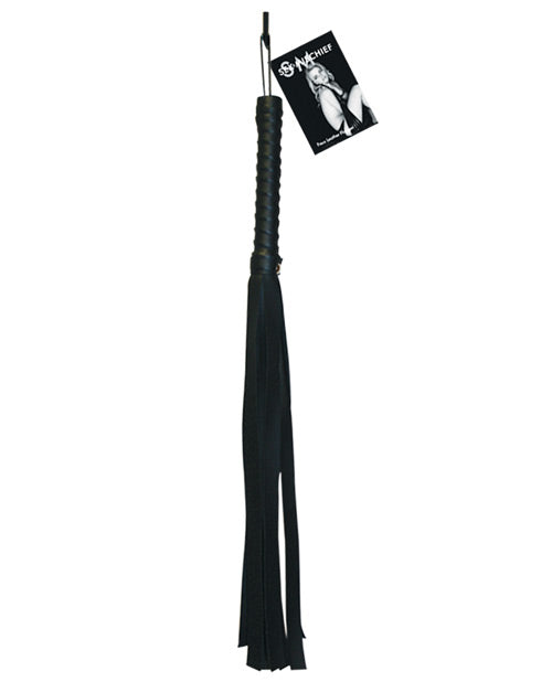 Sleek Black Faux Leather Flogger: Sensory Pleasure Essential - featured product image.
