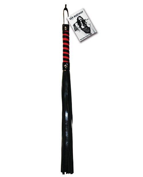 Black/Red Vegan Leather Stripe Flogger - featured product image.