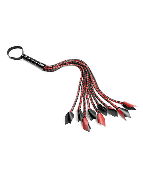 Flogger trenzado rojo azafrán/negro: juego de impacto intenso - featured product image.