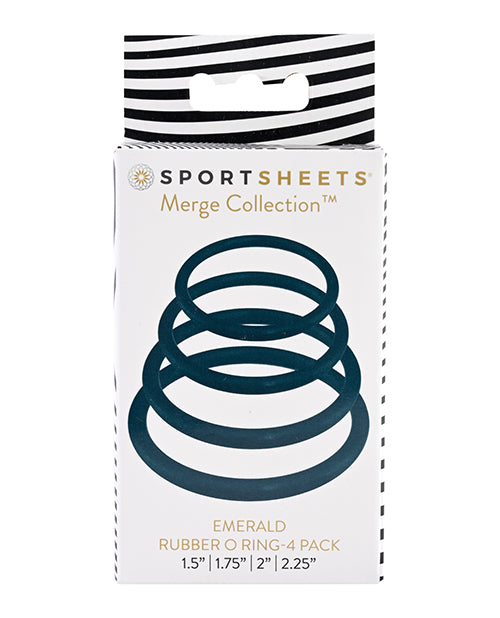 Sportsheets Merge 系列橡膠 O 型環 4 件裝祖母綠色 Product Image.