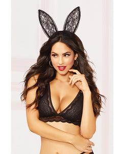 Chic Black Lace Bunny Ears