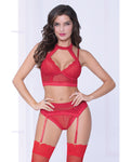 Ravishing Red Lace & Netting Lingerie Set