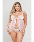 Luxurious Light Pink Satin Babydoll & G-string Set