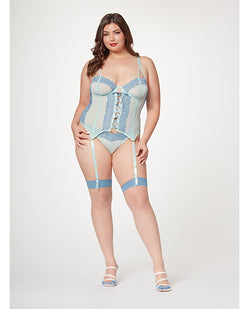 Blue Lace & Mesh Bustier Set