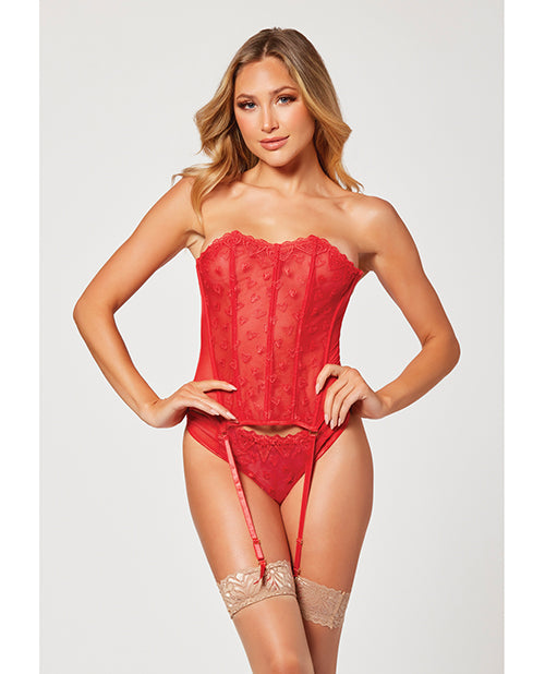 Valentine's Heart Embroidered Mesh Bustier & Panty Set - featured product image.