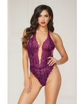 Floral Lace Teddy with Snap Crotch & Satin Ribbon Ties