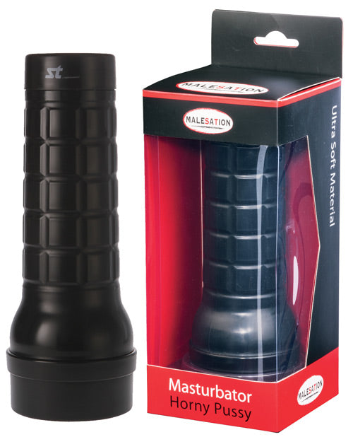 MALESATION Horny Pussy Masturbator Black Case - Ivory - featured product image.