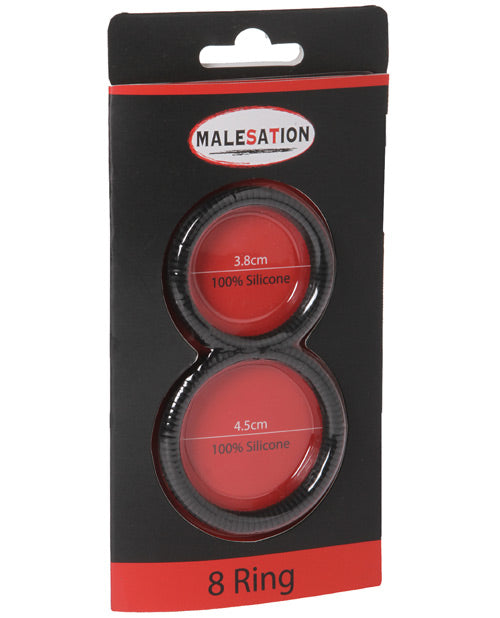 MALESATION 8 字形黑色矽膠陰莖環 Product Image.