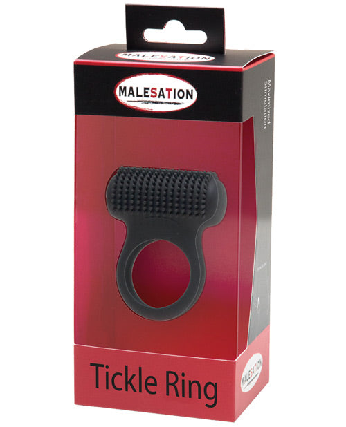 Malesation Tickle Me Nubbed Cock 環 - 12 模式可充電黑色 - featured product image.