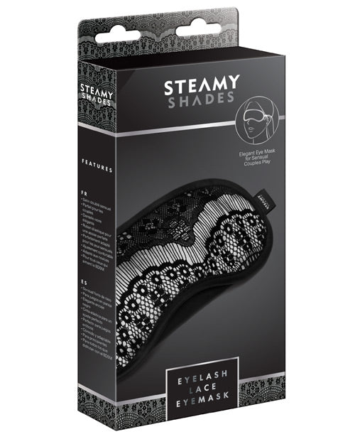 Antifaz de encaje Steamy Shades: satén sensual y encaje negro transparente Product Image.