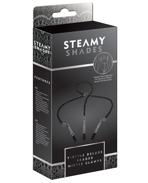 Deluxe Beaded Nipple Clamps - Black/Silver - featured product image.