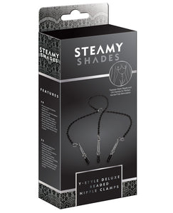 Steamy Shades Deluxe Beaded Nipple Clamps - Black/Silver