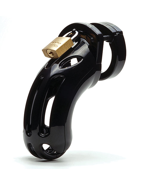 The Curve 3 3/4" Curved Cock Cage & Lock Set - Black - featured product image.