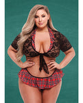 Teacher's Pet Schoolgirl Lace Set in Black/Red