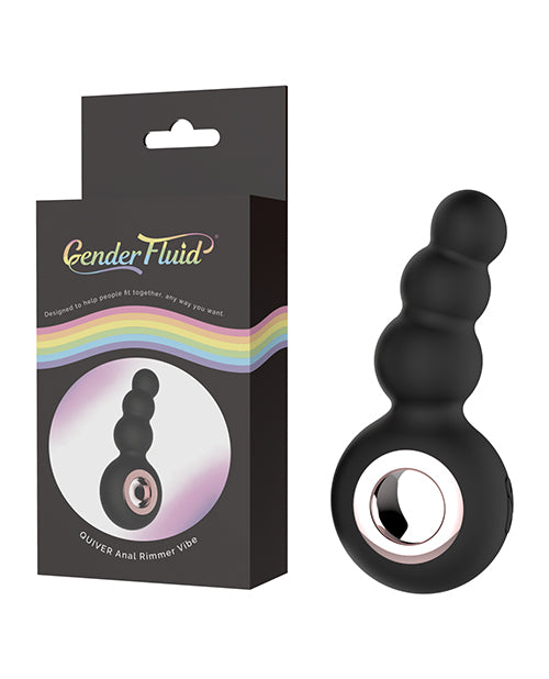 Gender Fluid Quiver Anal Ring Bead Vibe - Black: 10 Vibration Patterns, Medical-Grade Silicone - featured product image.
