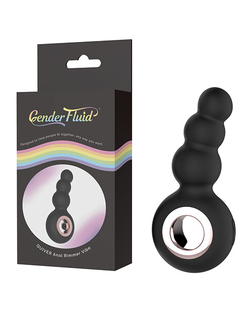 Vibrador de cuentas con anillo anal con carcaj fluido de género - Negro Product Image.