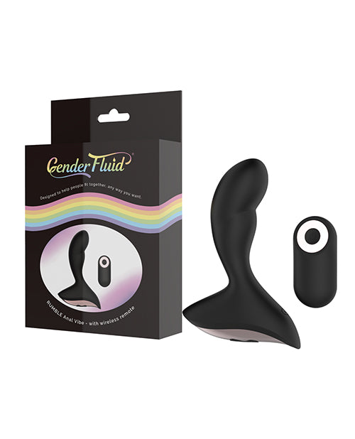 Indulge in Ecstasy: Gender Fluid Rumble Anal Vibe with Remote - Black Product Image.