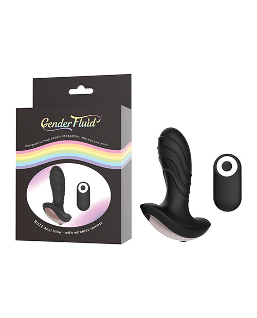 Ultimate Pleasure: Gender Fluid Buzz Anal Vibe with Remote - Black Product Image.