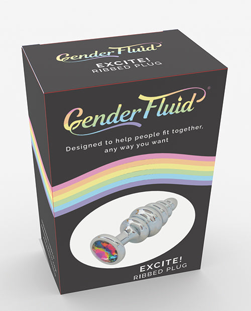 Gender Fluid Excite! Silver Ribbed Plug Product Image.