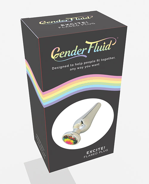 Gender Fluid Excite! Flared Plug in Silver Product Image.