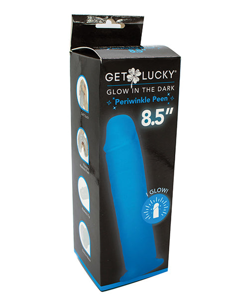 Get Lucky 8.5" Glow in the Dark Periwinkle Dildo Product Image.